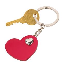 Heart-in-heart - Schlüsselanhänger - rot, silber