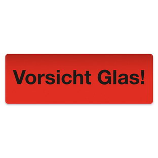 Vorsicht Glas! - 145 x 50 mm zu 500 Stück/ Rolle