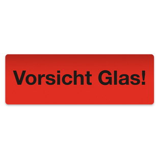 Vorsicht Glas! - 145 x 50 mm zu 500 Stück/ Rolle